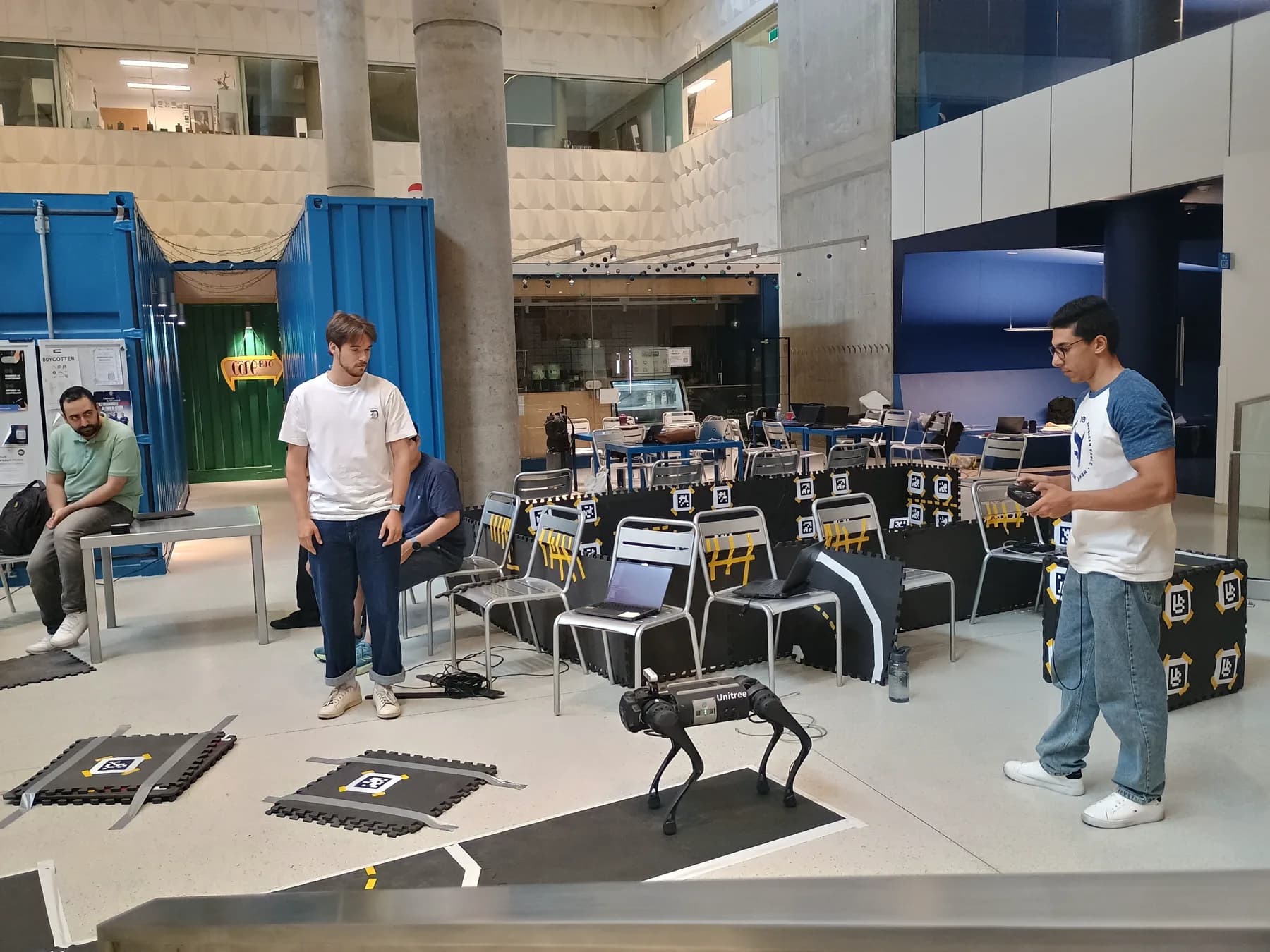 Mohamed Samir controlling the Unitree Go1 during MRSS physical deployment